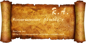 Rosenwasser Aladár névjegykártya
